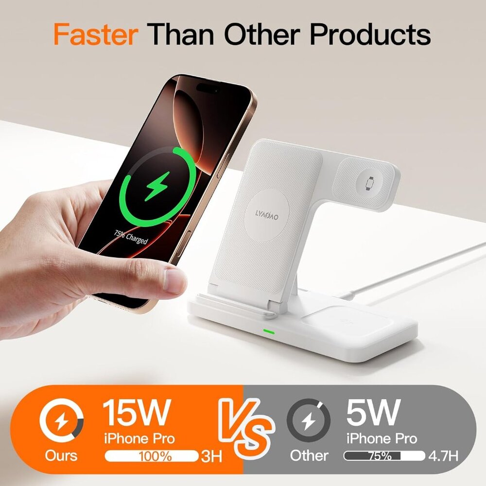 2025 3 in 1 Wireless Charger for iPhone 16 15 14 13 12 11 XR 8, Apple Charging - Picture 2 of 9